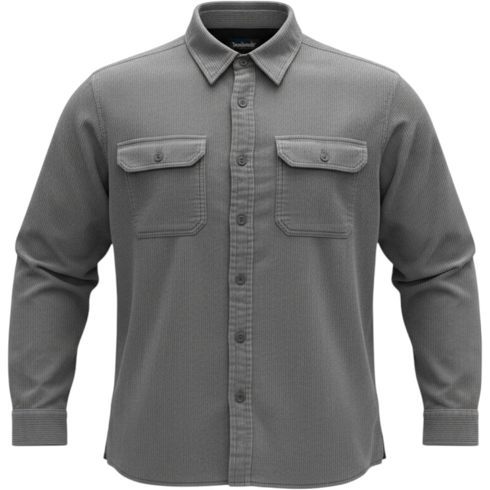 Appalachian Trail Mens Large Gray Quilted Lined Corduroy Shirt Jacket Y2K Skater